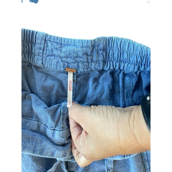 FREE PEOPLE Be The Change Slouch Pants In Blue Metal Size Small - Picture 4 of 11